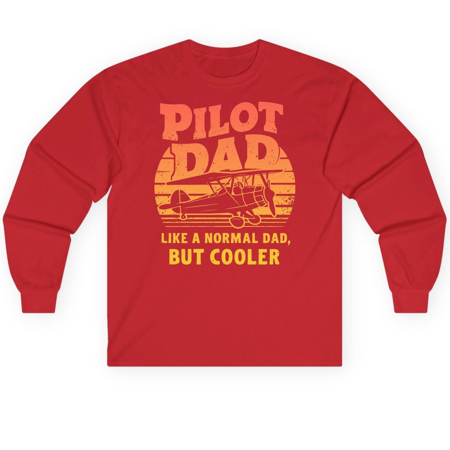 Pilot Dad Like a Normal Dad, but Cooler pilots Long Sleeve Tee Red product mockup
