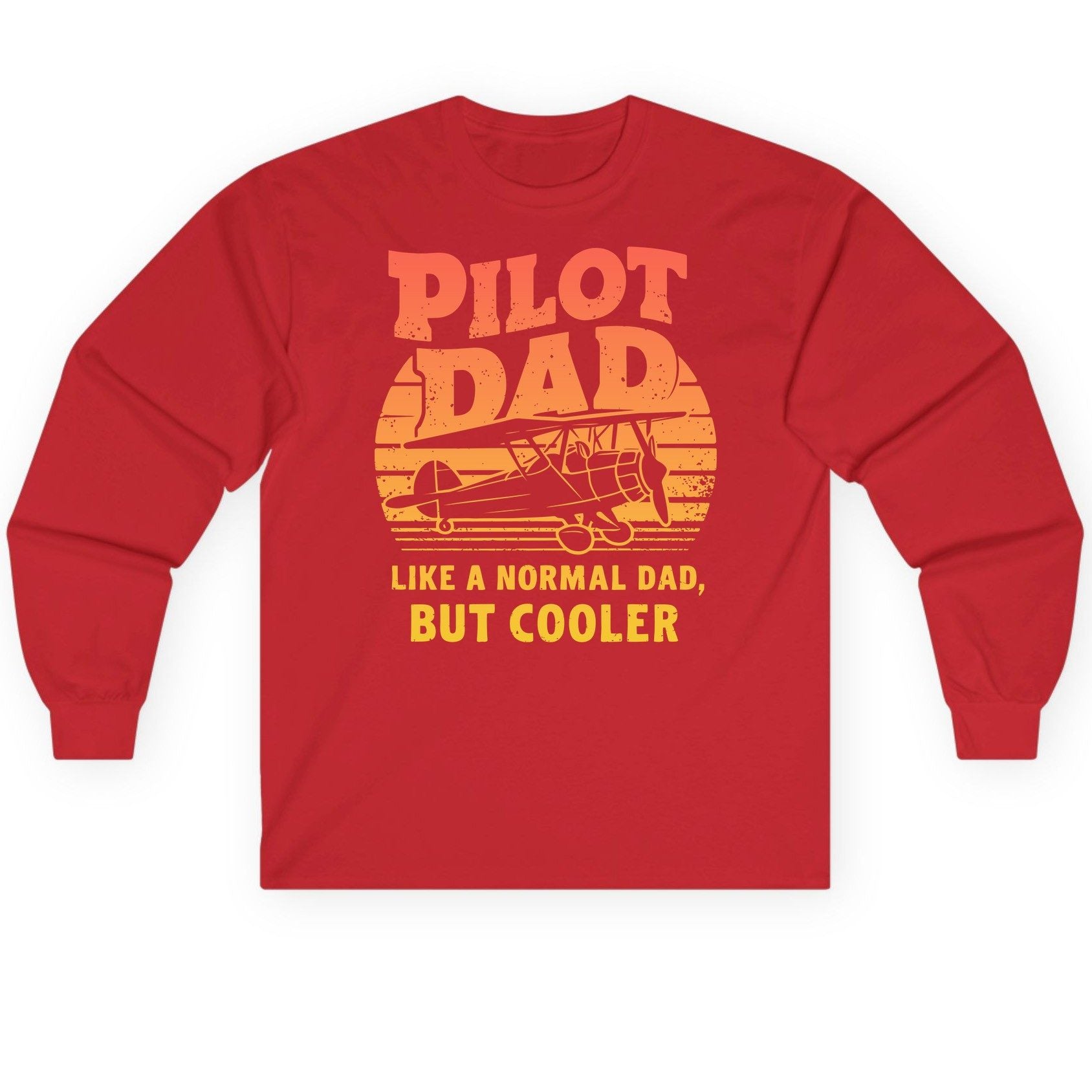 Pilot Dad Like a Normal Dad, but Cooler pilots Long Sleeve Tee Red product mockup