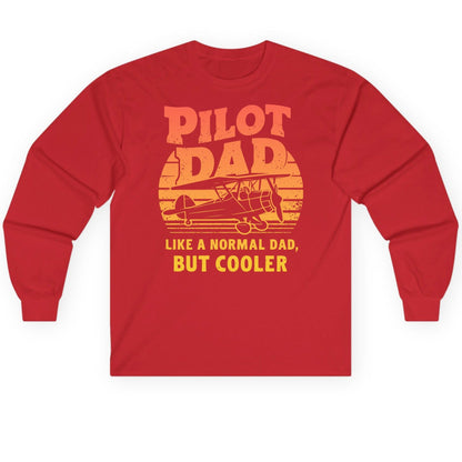 Pilot Dad Like a Normal Dad, but Cooler pilots Long Sleeve Tee Red product mockup