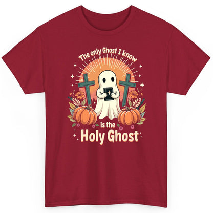 The Only Ghost I Know Is the Holy Ghost christian Halloween T-Shirt Cardinal Red product mockup