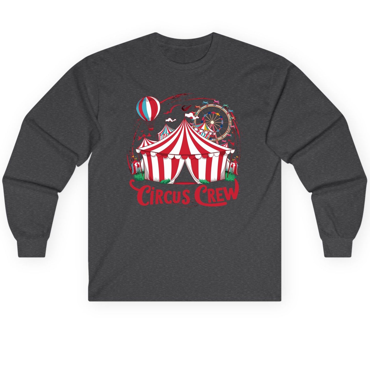 Circus Crew circus Long Sleeve Tee Dark Heather product mockup