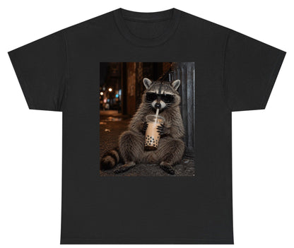 Cool Raccoon Bubble Tea Funny Lovers Youth T-Shirt - product mockup - Black