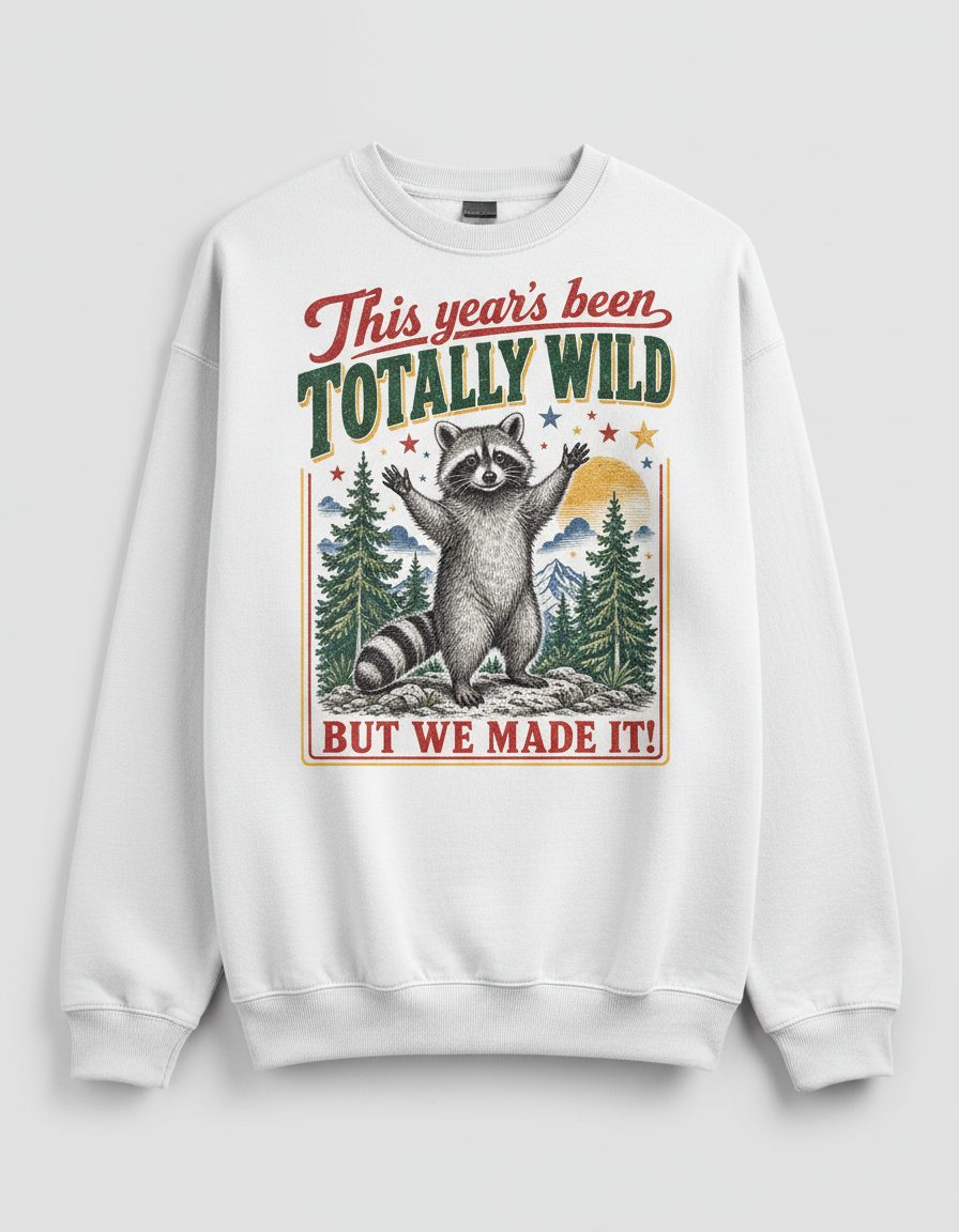 Totally Wild Raccoon Funny Animal Lovers Sweatshirt - product mockup - White
