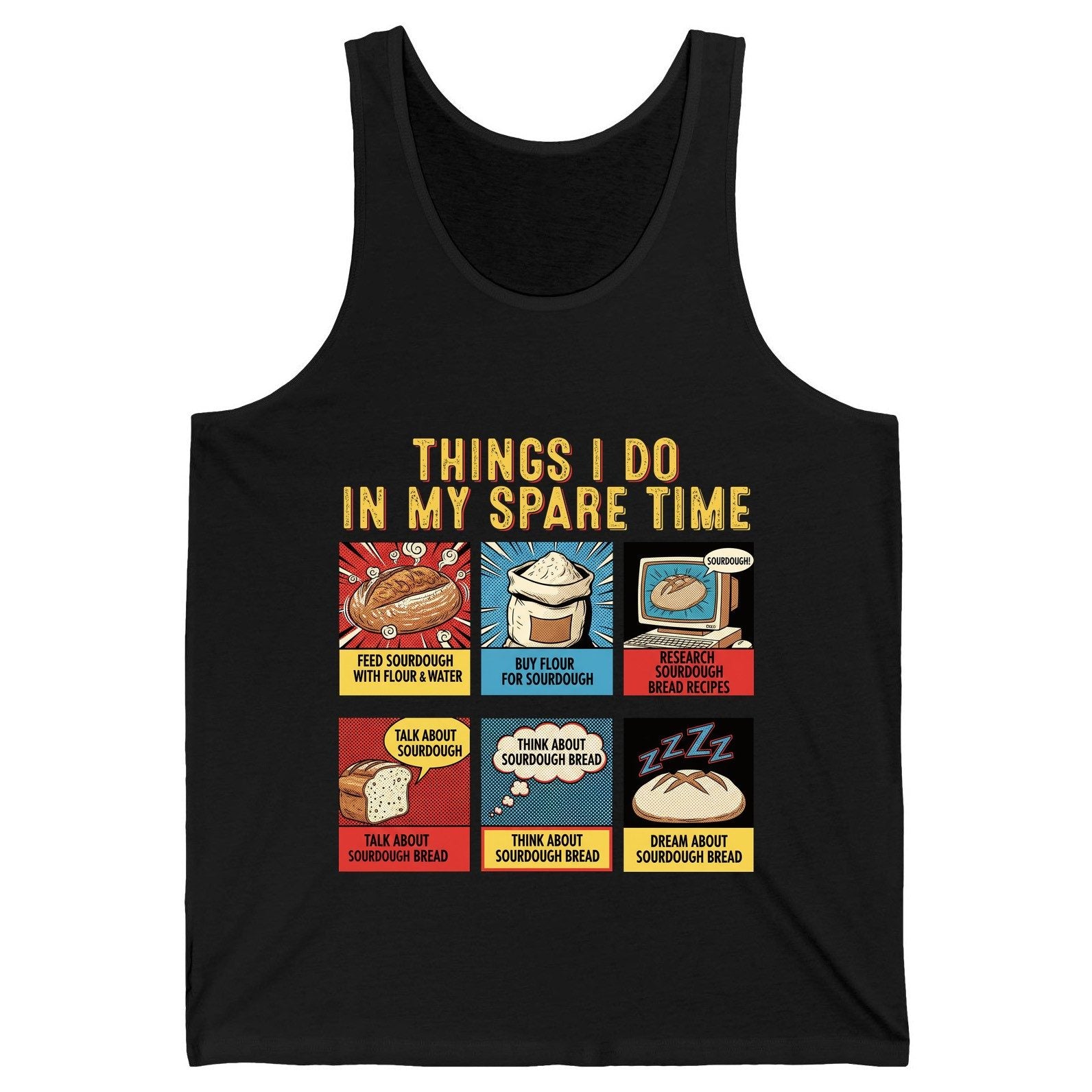 Things I Do in My Spare Time sourdough bread baking Tank Top Black product mockup