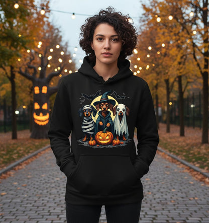 Dachshund Halloween Costumes dachshunds Hoodie Black lifestyle mockup