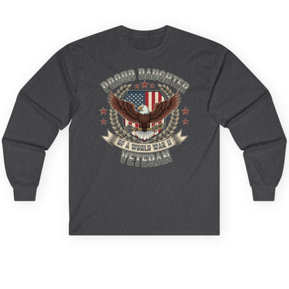 Proud Daughter of a World War Ii Veteran wwii veteran Long Sleeve Tee Dark Heather product mockup