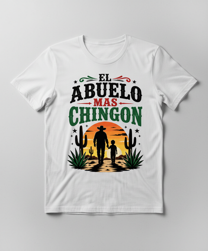El Abuelo Mas Chingon T-Shirt for the Best Grandpa - White