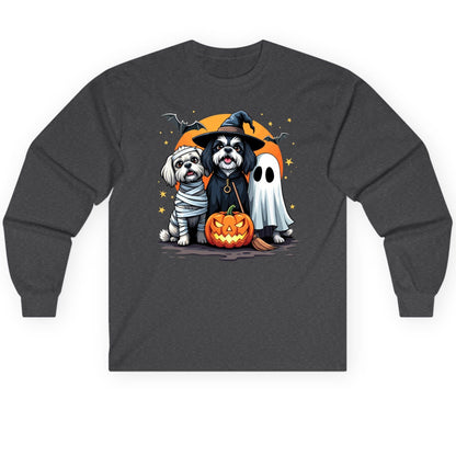 Halloween Dogs Costumes Halloween dogs Long Sleeve Tee Dark Heather product mockup