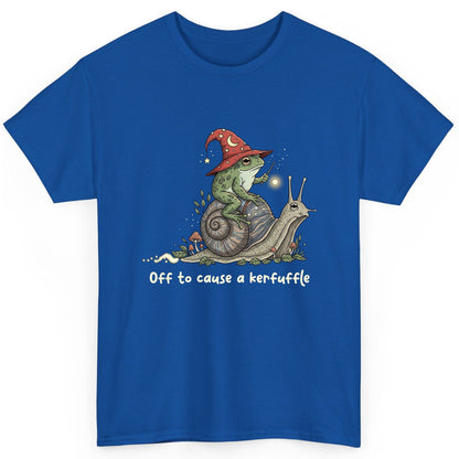 Off to Cause a Kerfuffle wizard frog T-Shirt Royal product mockup