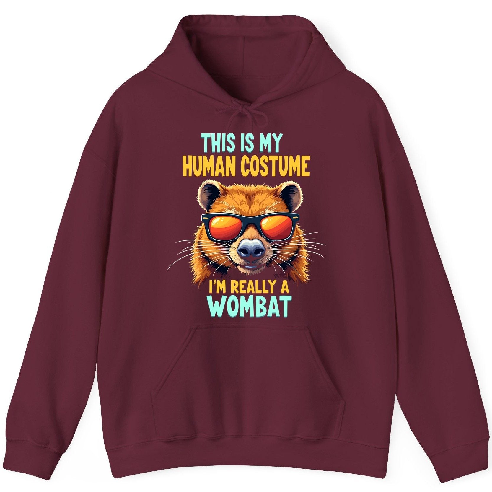 This Is My Human Costume I'm Really a Wombat wombat Hoodie Maroon product mockup