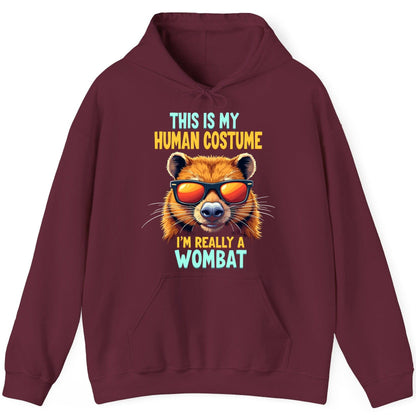 This Is My Human Costume I'm Really a Wombat wombat Hoodie Maroon product mockup