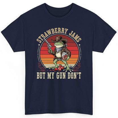 Strawberry Jams but My Gun Don't cowboy frog T-Shirt Navy product mockup