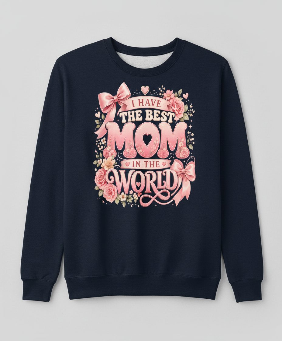 I Have the Best Mom in the World Mother's Day Sweatshirt - product mockup - Navy