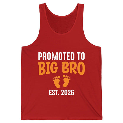 Promoted TO BIG BRO EST 2026 Pregnancy Announcement Tank Top - product mockup - Red