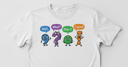 Funny Punctuation Marks Cartoon Characters T-Shirt - White