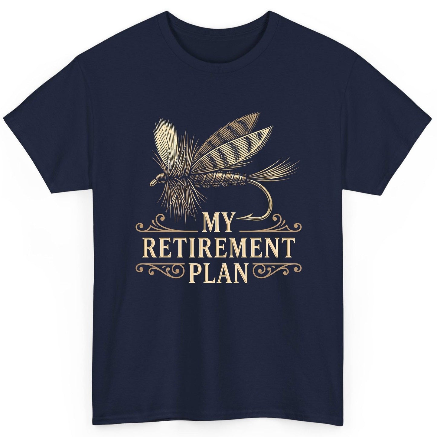 My Retirement Plan fly fishing T-Shirt Navy product mockup