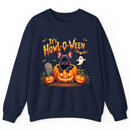 It's Howl-O-Ween french bulldog Sweatshirt Navy product mockup