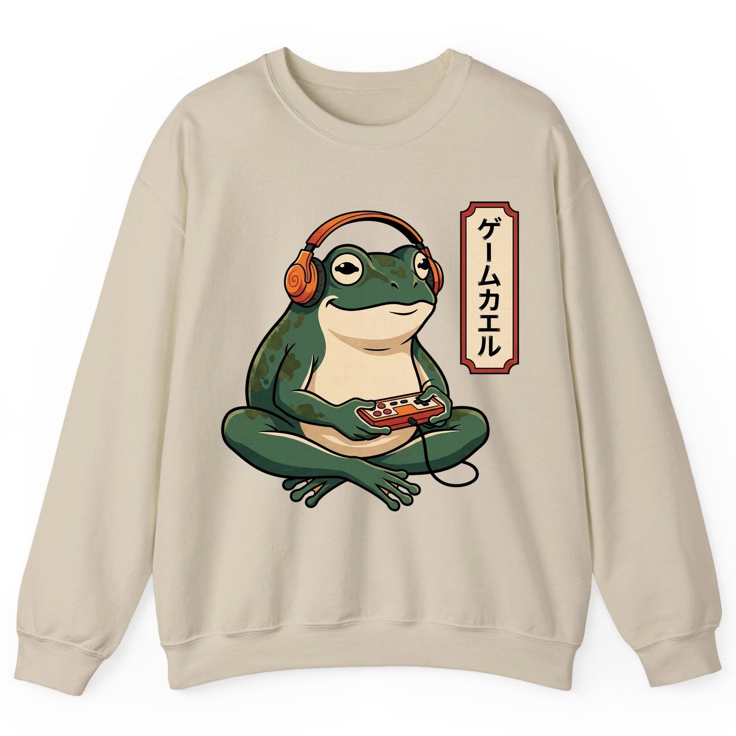 ゲームカエル gamer frog Sweatshirt Sand product mockup