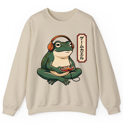 ゲームカエル gamer frog Sweatshirt Sand product mockup