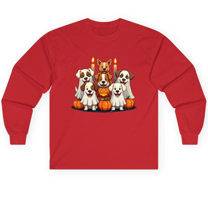 Cute Ghost Dogs Halloween Halloween dogs Long Sleeve Tee Red product mockup