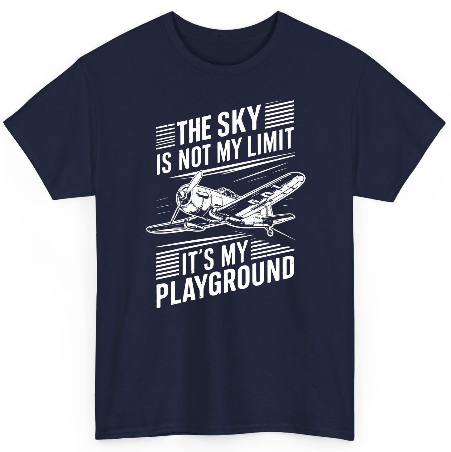 The Sky Is Not My Limit It's My Playground vintage airplane T-Shirt Navy product mockup