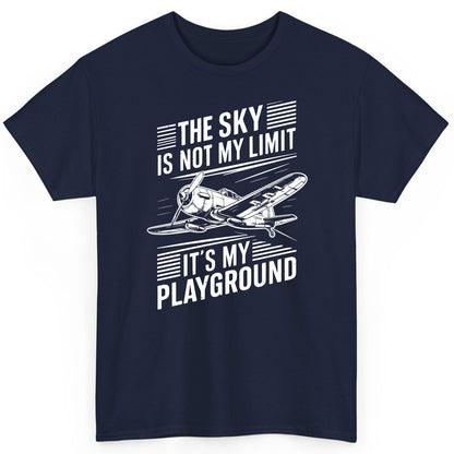 The Sky Is Not My Limit It's My Playground vintage airplane T-Shirt Navy product mockup