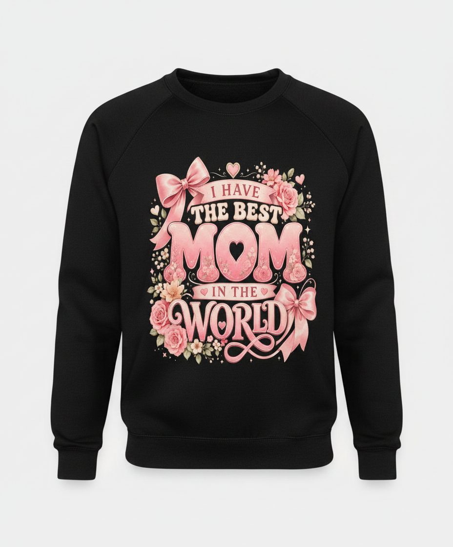 I Have the Best Mom in the World Mother's Day Sweatshirt - product mockup - Black