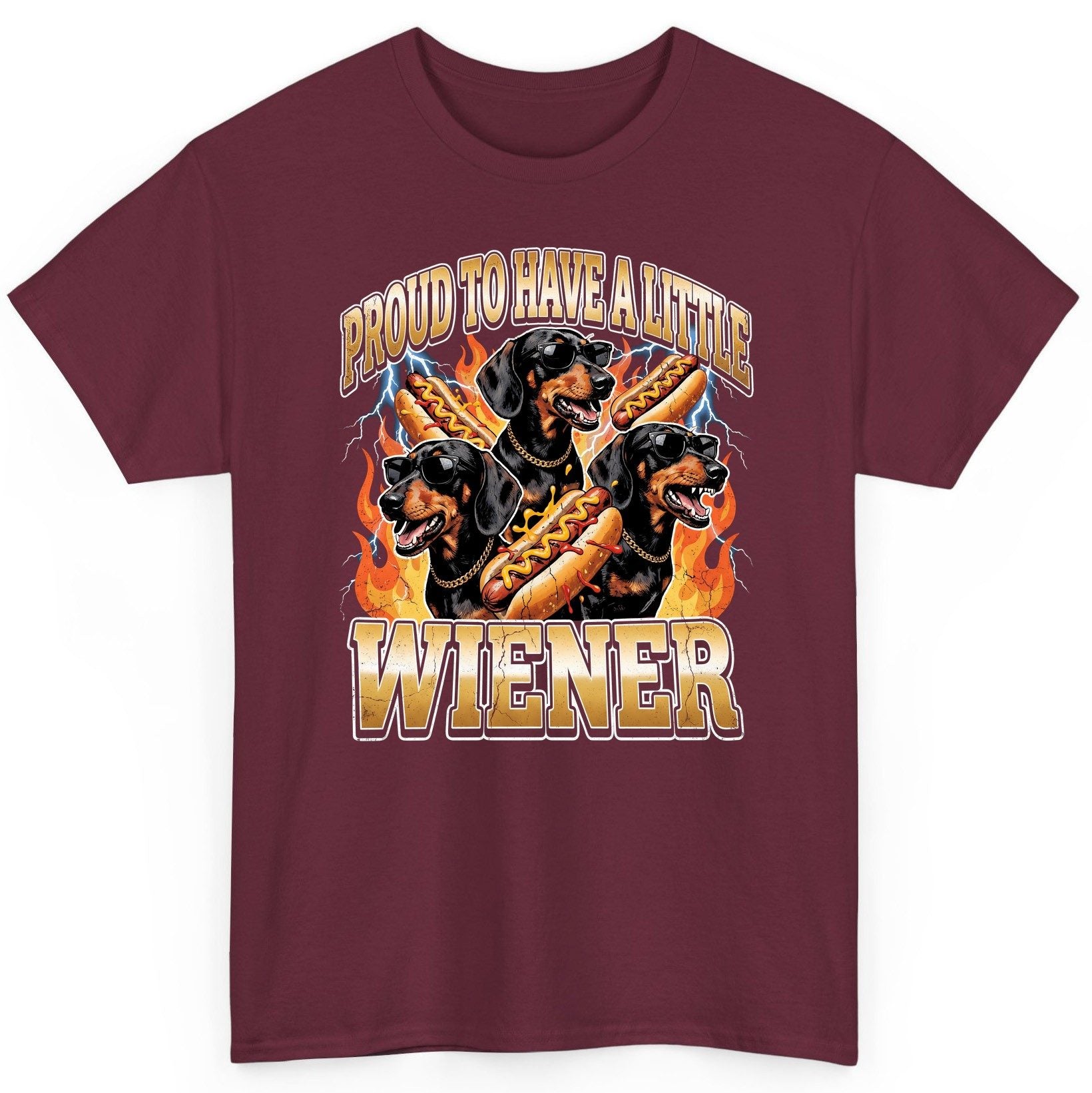 Proud to Have a Little Wiener dachshund T-Shirt Maroon product mockup