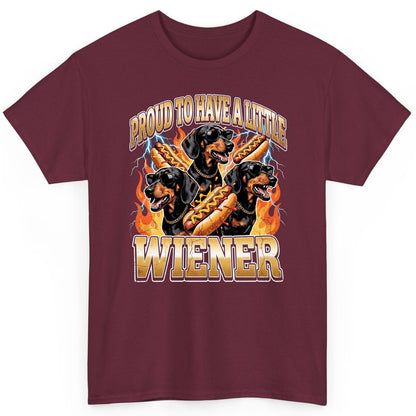Proud to Have a Little Wiener dachshund T-Shirt Maroon product mockup