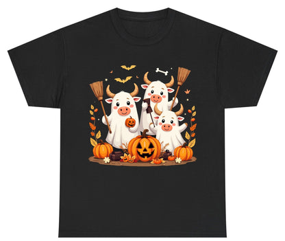Cute Ghost Cows Halloween cows Youth T-Shirt Black product mockup