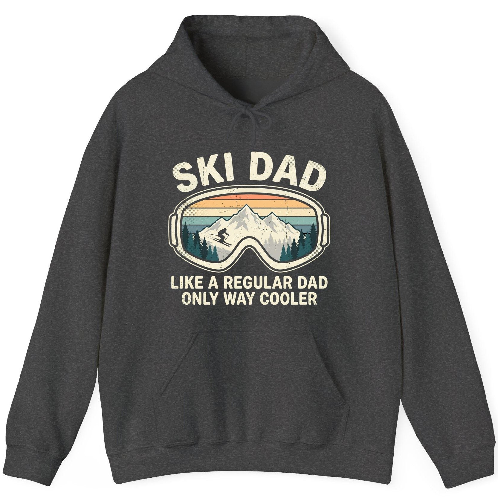 Ski Dad Like a Regular Dad Only Way Cooler skiing Hoodie Dark Heather product mockup