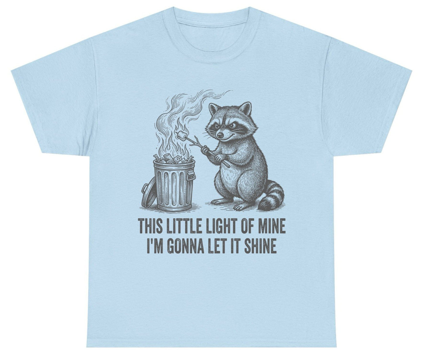 THIS LITTLE LIGHT OF MINE I'M GONNA LET IT SHINE Raccoon Youth T-Shirt Light Blue product mockup