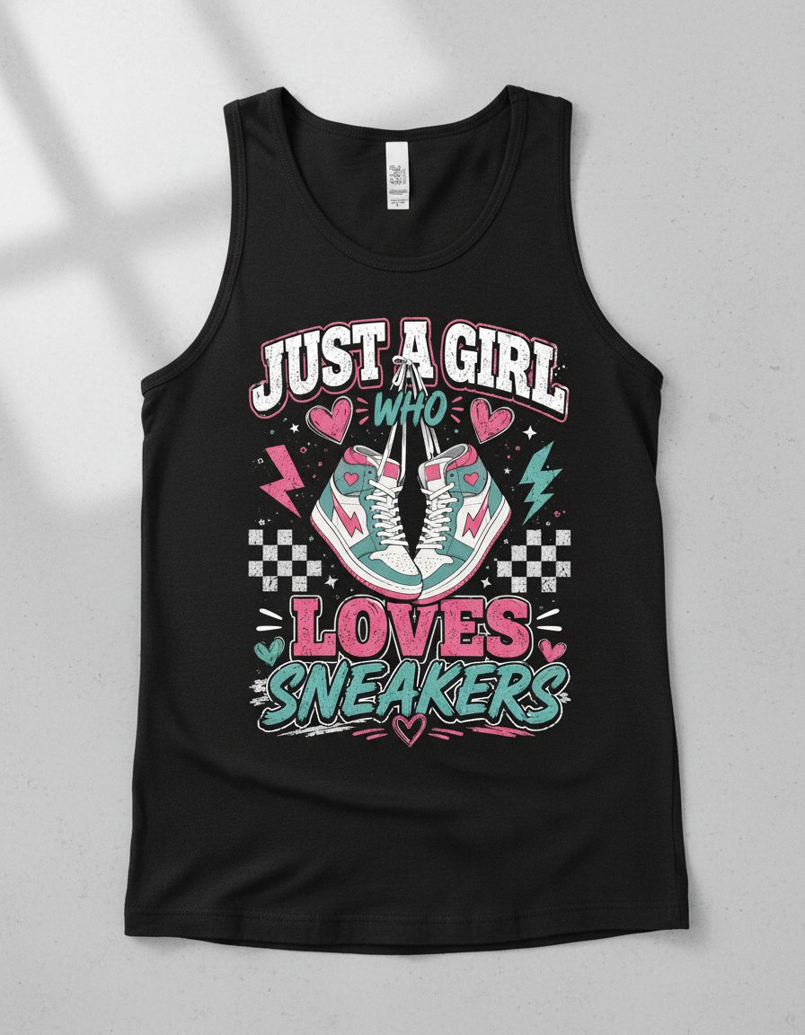 Sneakers Retro Sneakerheads Tank Top - product mockup - Black