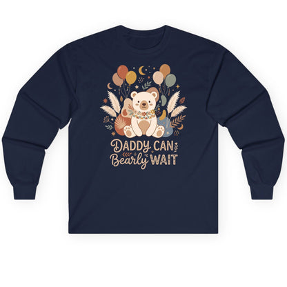 Daddy Can Bearly Wait Baby Shower Long Sleeve Tee - product mockup - Navy