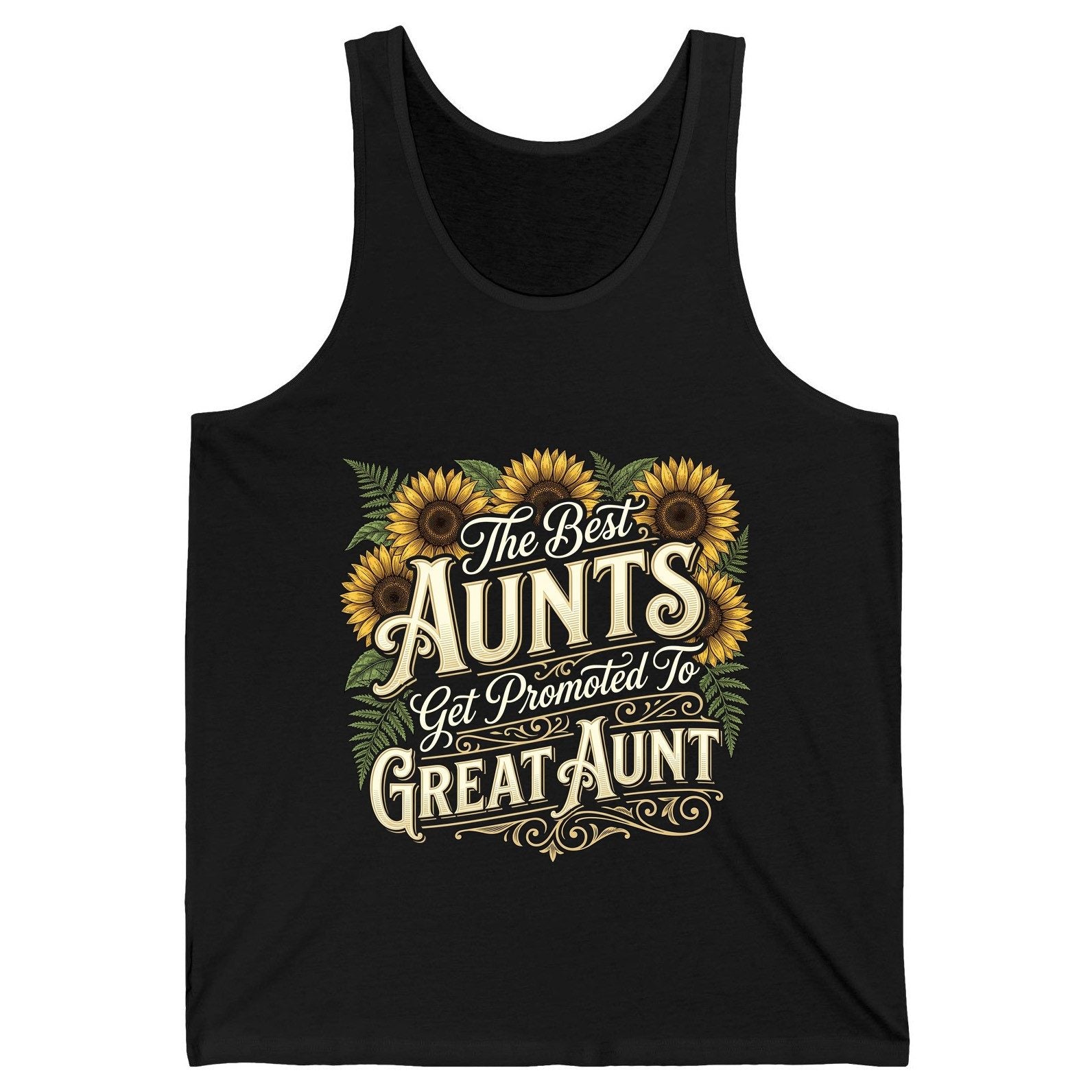 The Best AUNTS Get Promoted to GREAT AUNT Retro Tank Top - product mockup - Black