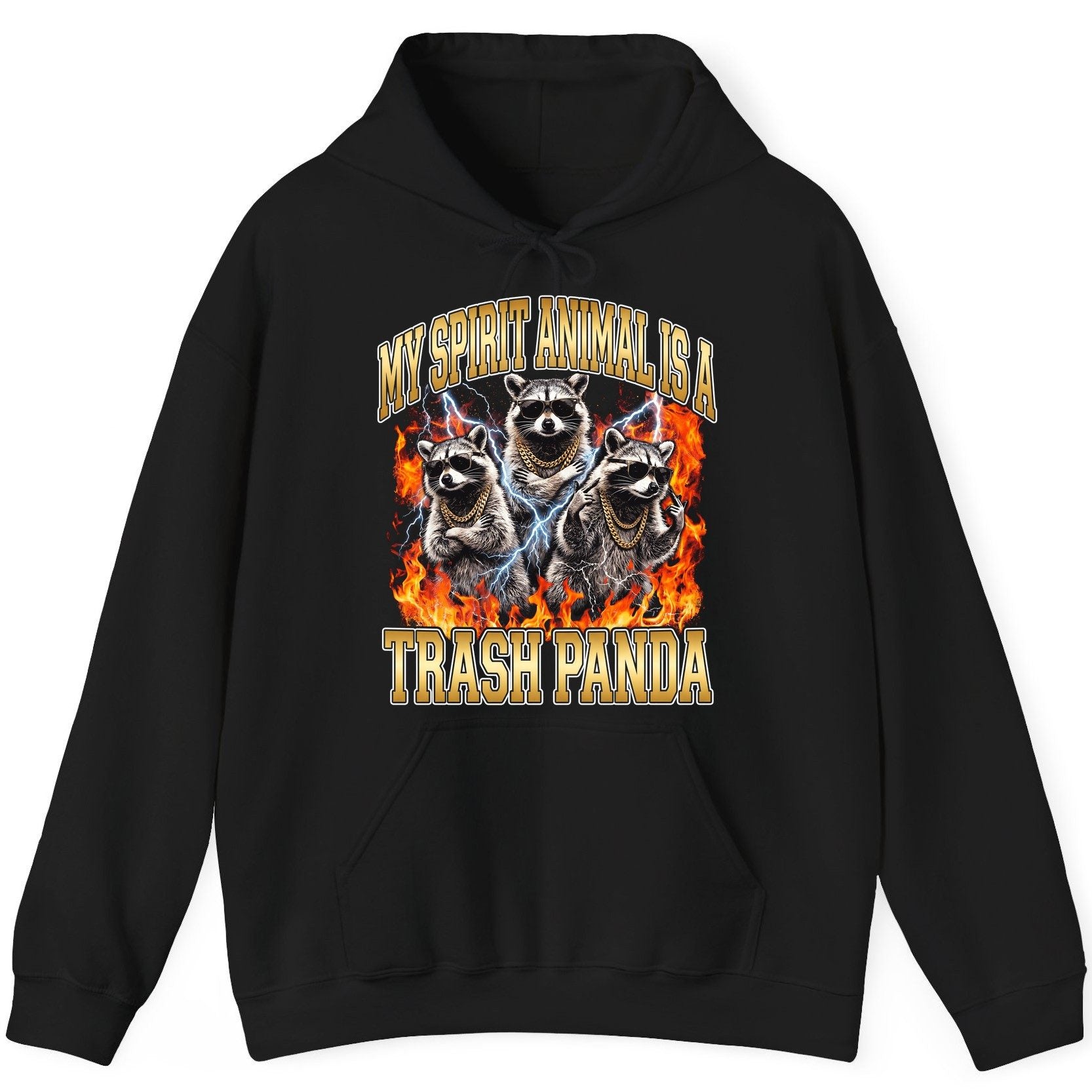 My Spirit Animal Is a Trash Panda raccoon Hoodie Black product mockup