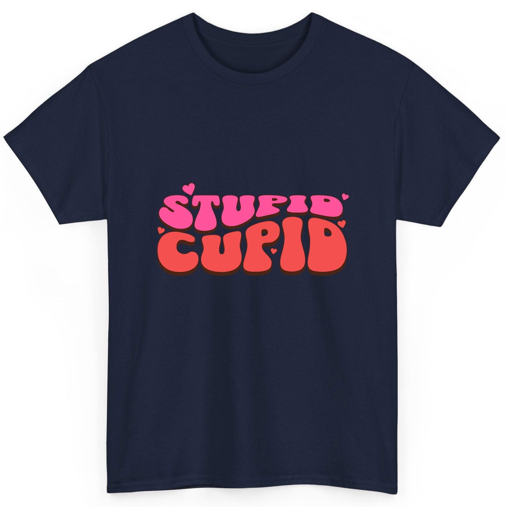 Stupid Cupid anti-Valentine's Day T-Shirt Navy product mockup