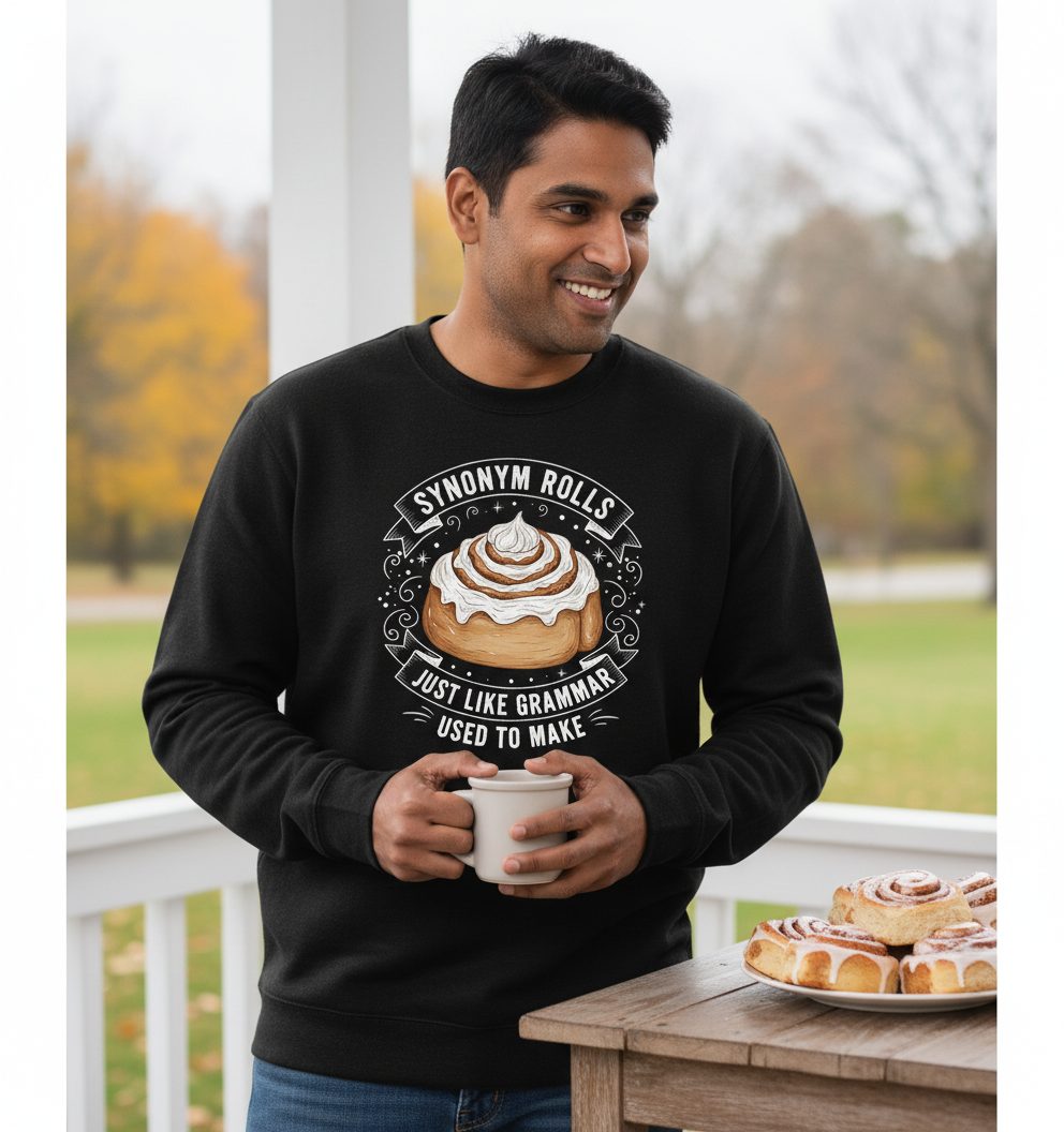 Synonym Rolls Just Like Grammar Used to Make grammar pun Sweatshirt Black lifestyle mockup