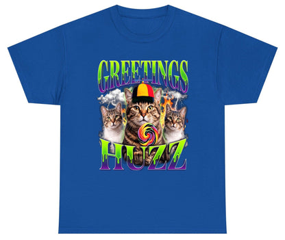 Greetings HUZZ Funny Cat Youth T-Shirt - product mockup - Royal