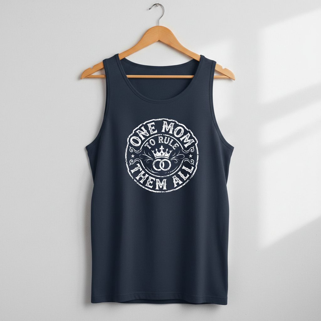One Mom to Rule Them All Funny Moms Tank Top - product mockup - Navy