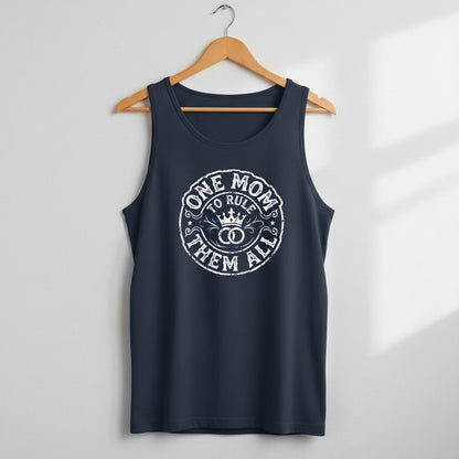 One Mom to Rule Them All Funny Moms Tank Top - product mockup - Navy