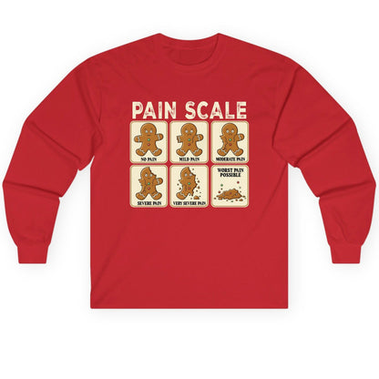 Pain Scale gingerbread man pain scale Long Sleeve Tee Red product mockup