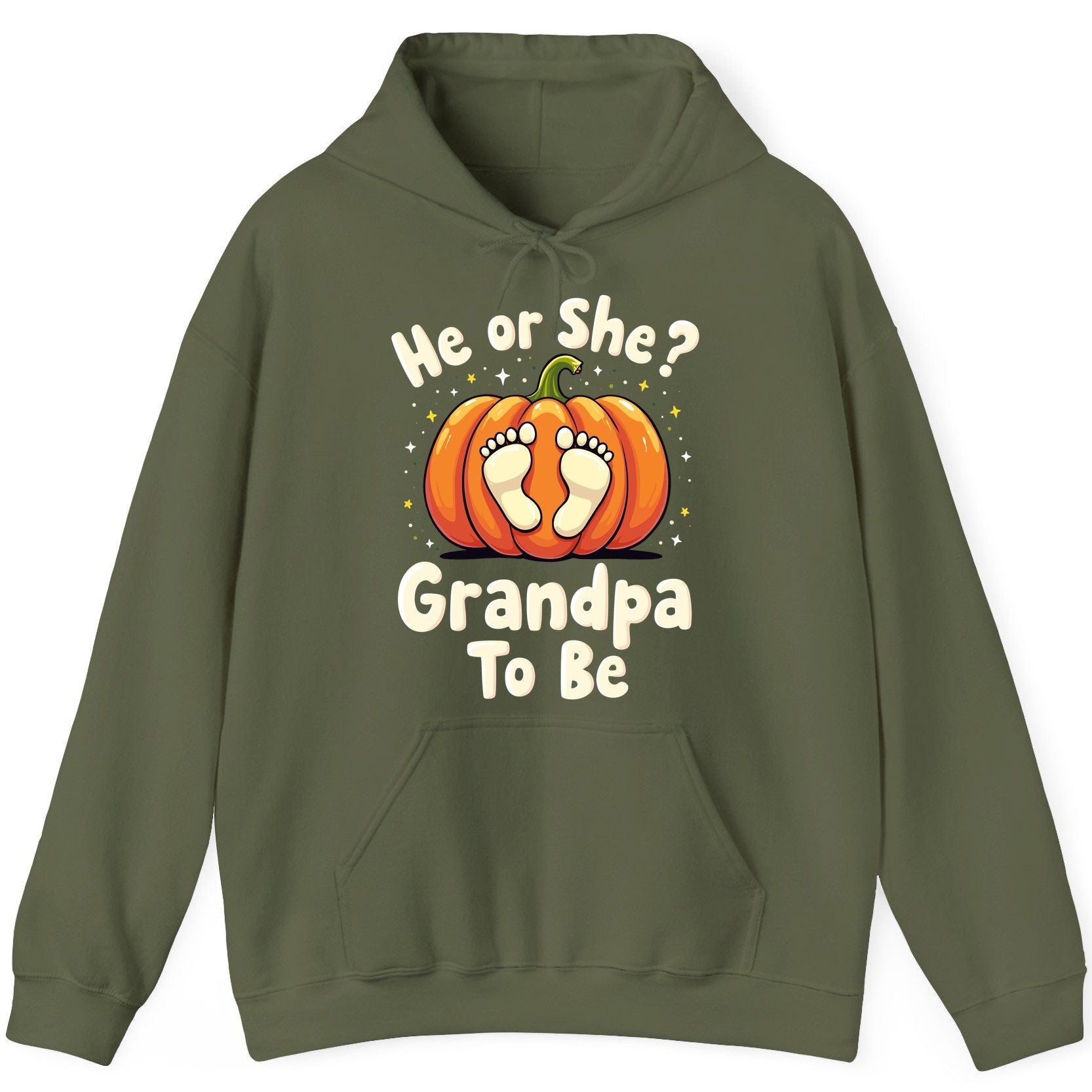 He or She Grandpa to Be gender reveal Hoodie Military Green product mockup
