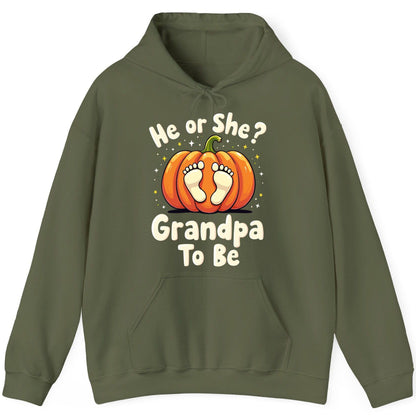 He or She Grandpa to Be gender reveal Hoodie Military Green product mockup