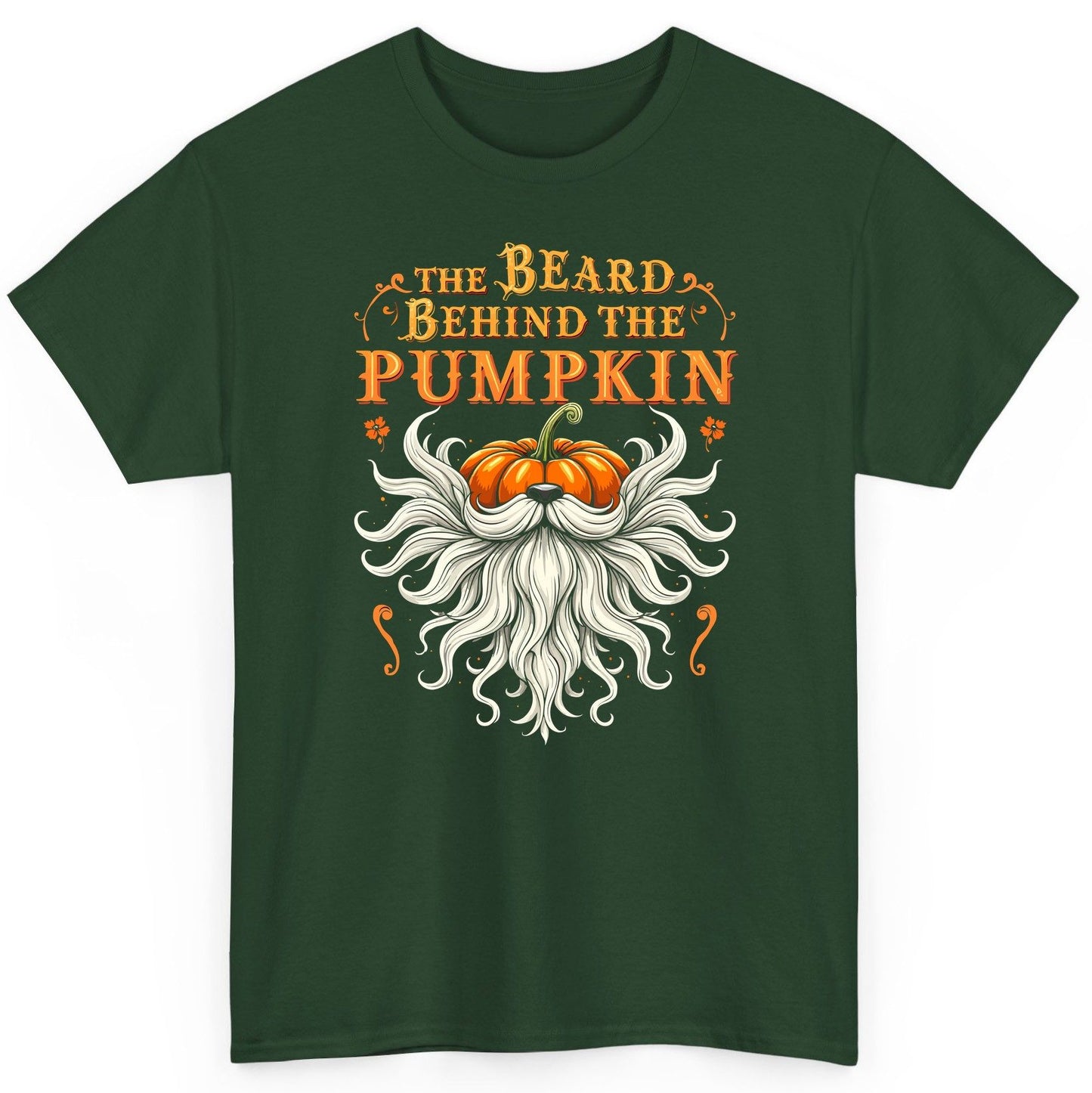The Beard Behind the Pumpkin bearded dad T-Shirt Forest Green product mockup