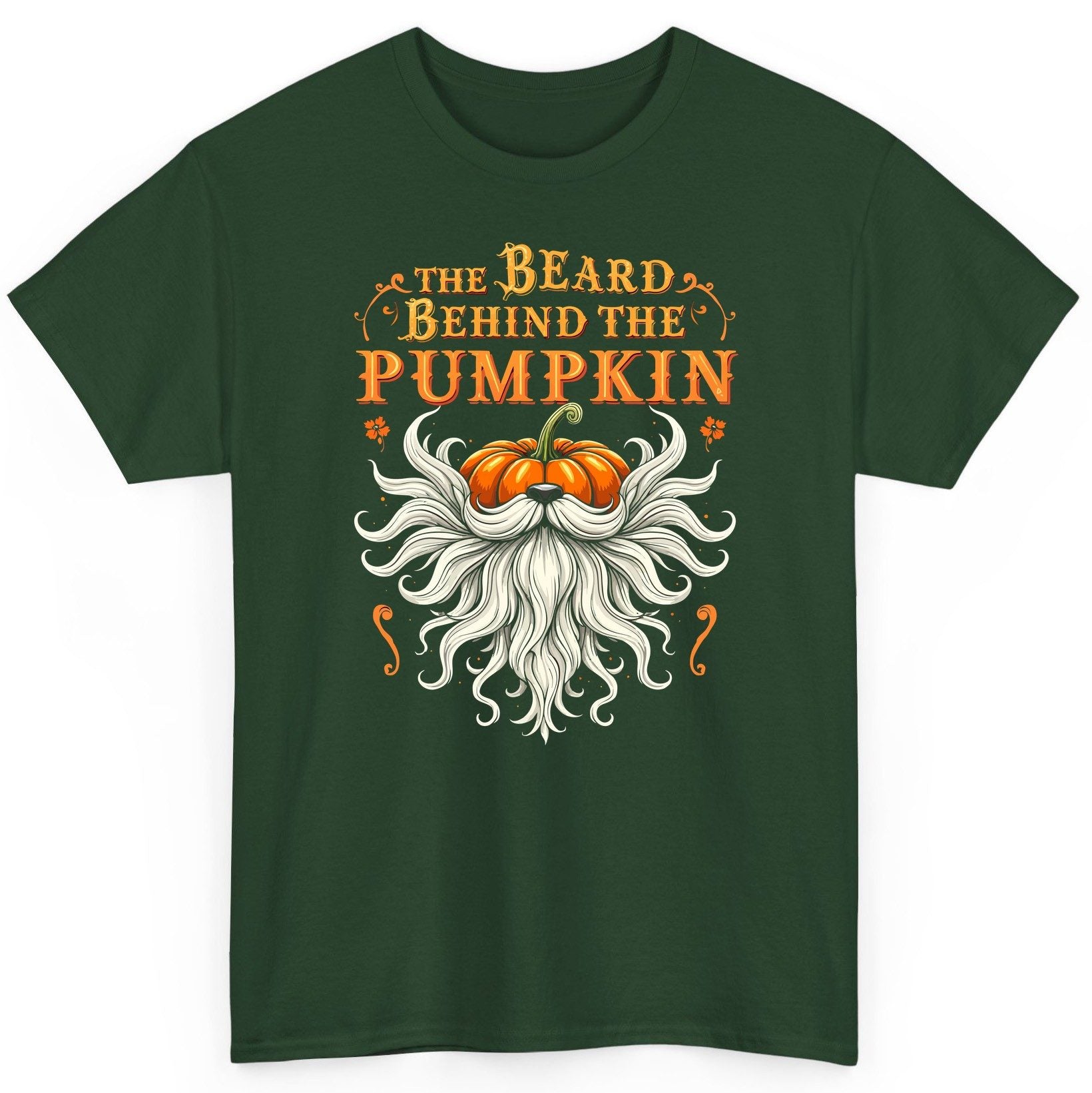 The Beard Behind the Pumpkin bearded dad T-Shirt Forest Green product mockup