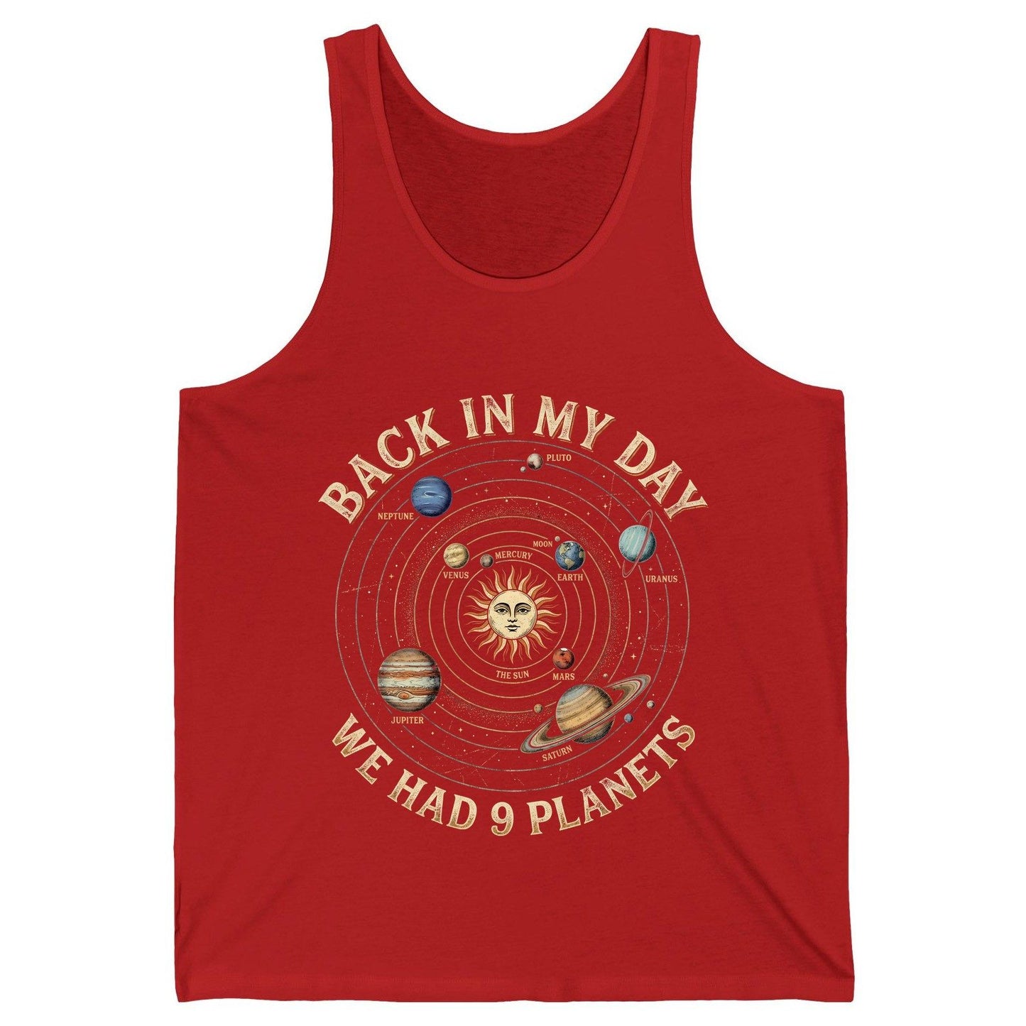 Back in My Day We Had 9 Planets solar system Tank Top Red product mockup