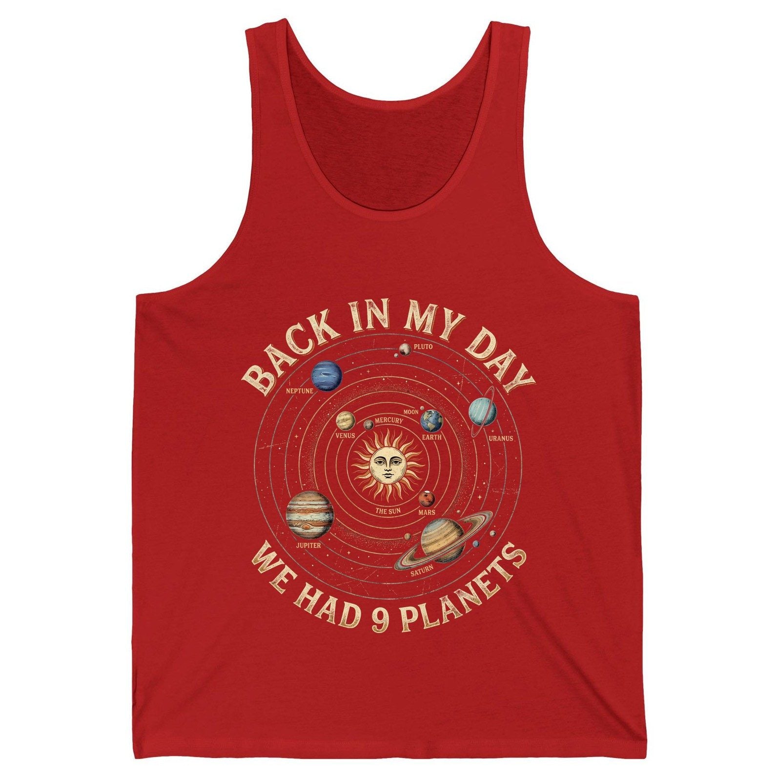 Back in My Day We Had 9 Planets solar system Tank Top Red product mockup