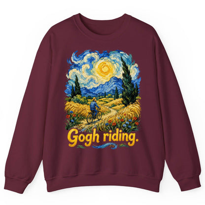 Gogh Riding van gogh art parody Sweatshirt Maroon product mockup