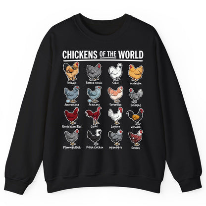 Chickens of the World chicken breeds Sweatshirt Black product mockup